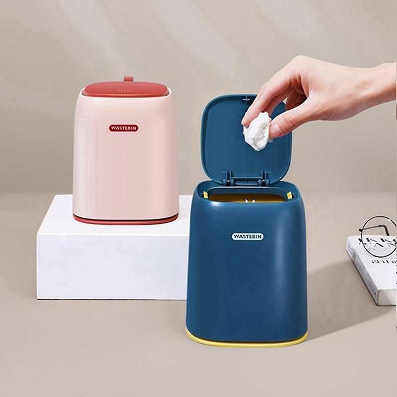 Mini Desktop Trash Can Bathroom Bedroom Office Kitchen Trash Can-b
