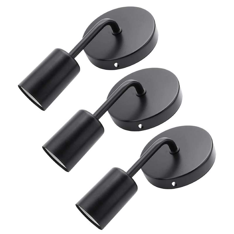 3x Black Loft Antique Iron Simple Bar Aisle Wall Sucker Wall Lamp