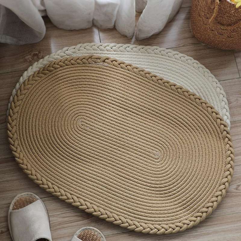 Simple Japanese Style Jute Floor Mat Bathroom Water Absorbent Mat(b)