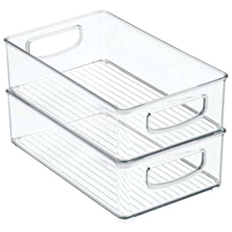 Plastic Pantry, Refrigerator Food Storage Organizer Bin with Handles