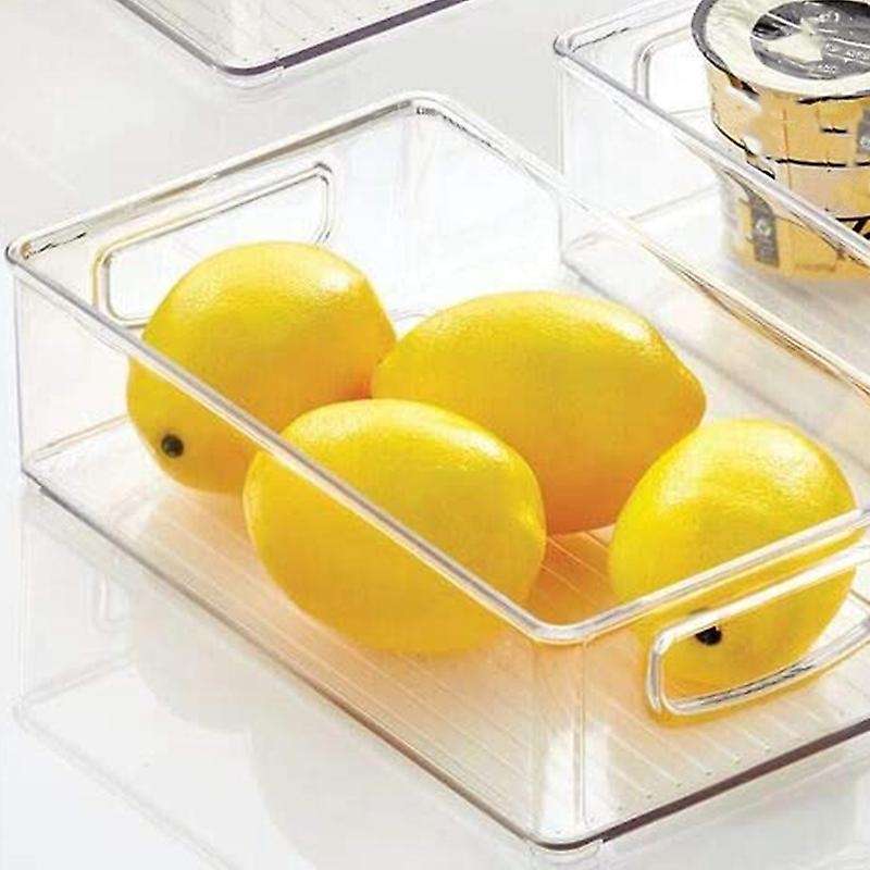 Plastic Pantry, Refrigerator Food Storage Organizer Bin with Handles