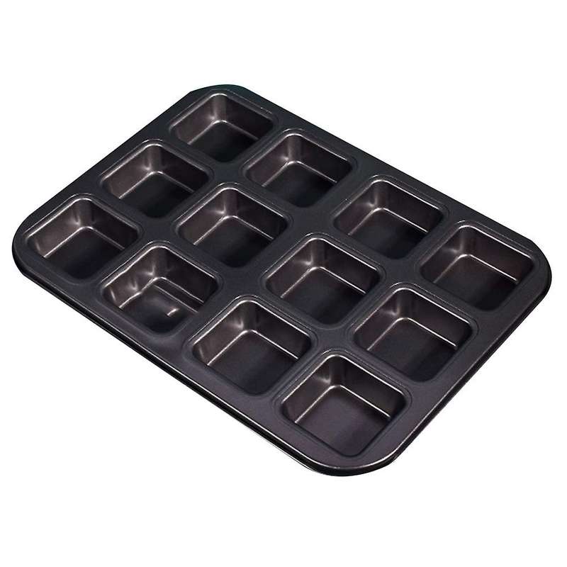 12 Cups Square Muffin Cupcake Mold for Non-stick Pastry Tool(black)