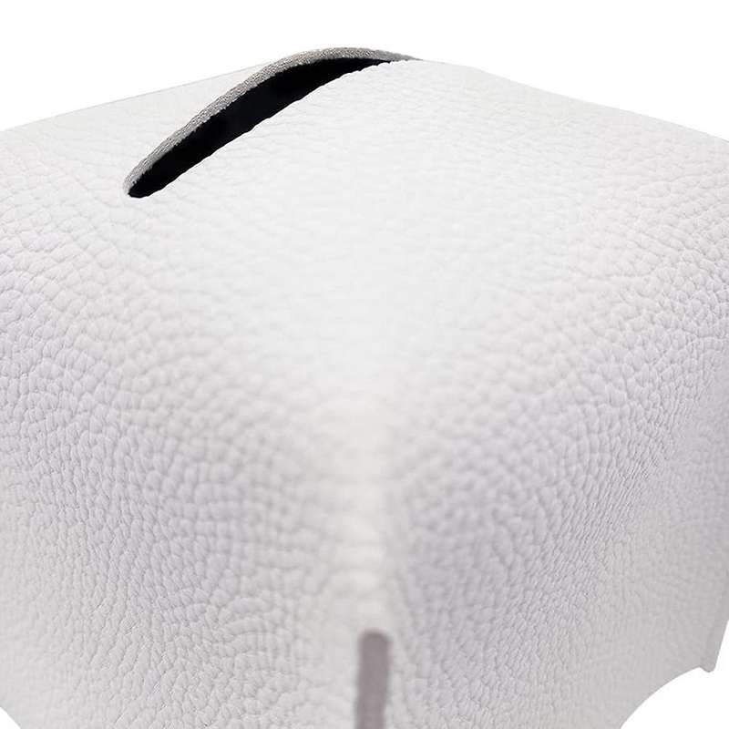 2 Pieces Pu Leather Tissue Box with Bottom Belt (white)