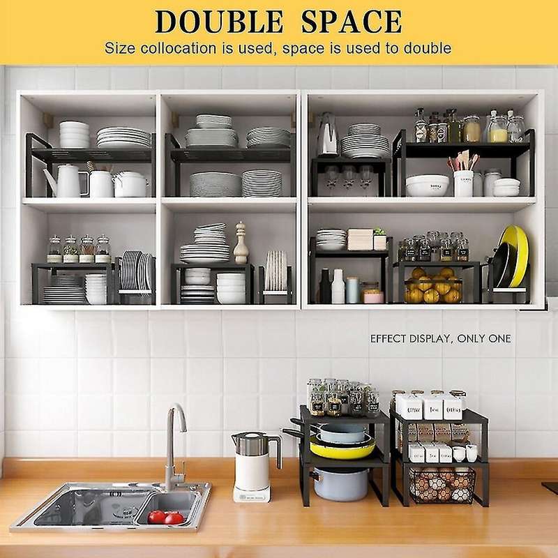 Kitchen Cabinet Shelf Jar Storage Rack - Table Desktop Organizer S