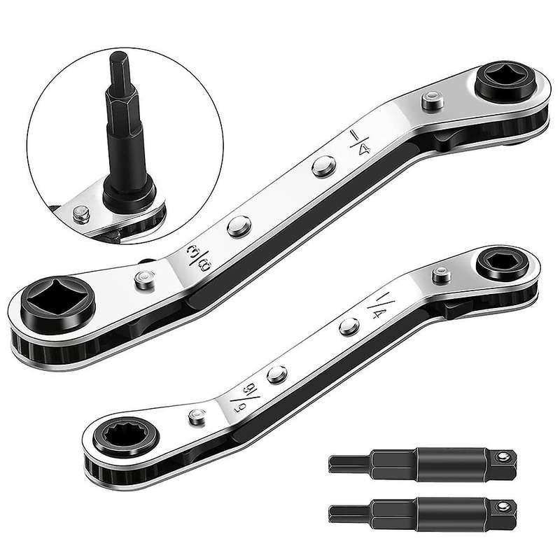 Refrigeration Service Wrench Set 3/8 X 1/4,5/16 X 1/4, Ratchet Wrench