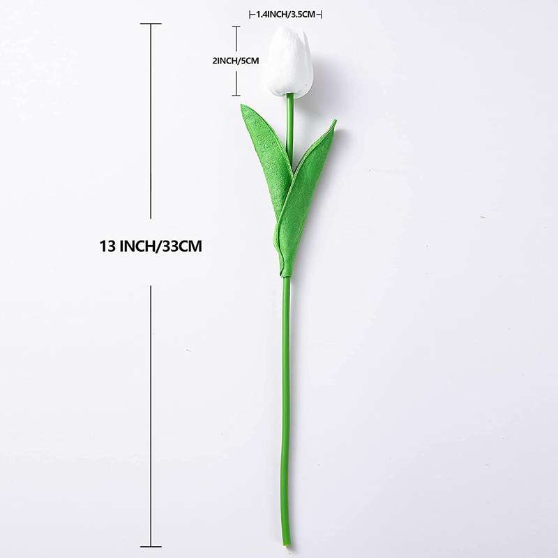 20 Pcs Tulips Artificial Flowers for Home Wedding Decoration(white)