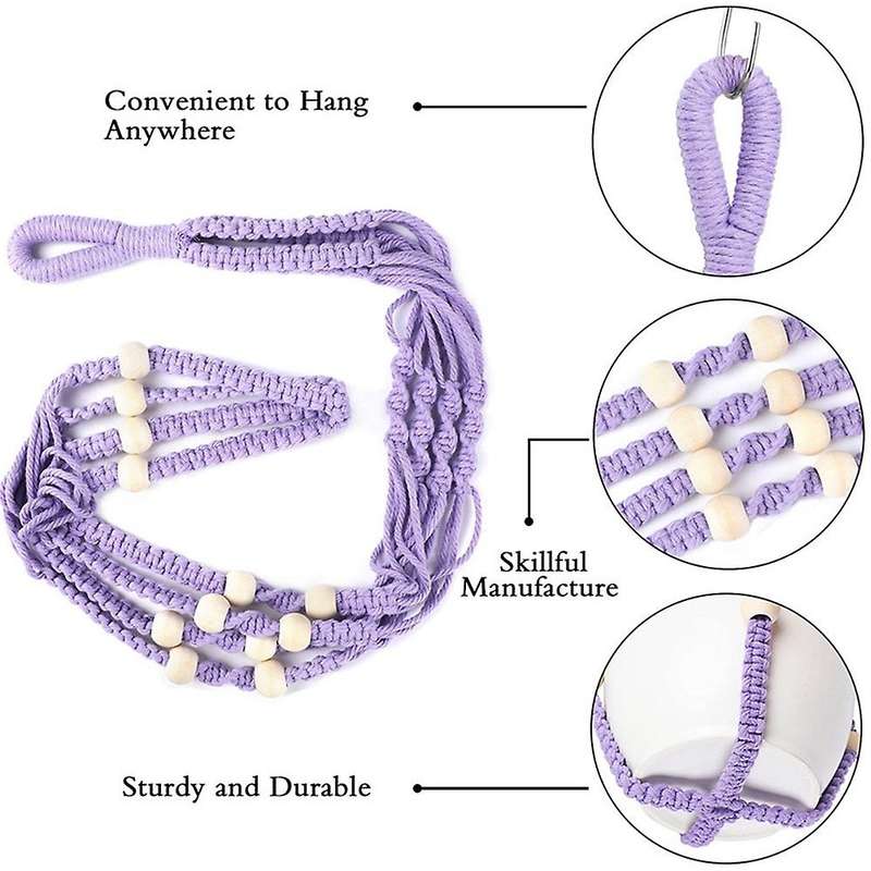 2pcs Macrame Hanging Planter, Hanging Planter Set(purple)