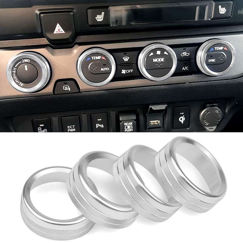 Air Conditioner Switch Knob Decor for Toyota Tacoma 2016-2020(silver)