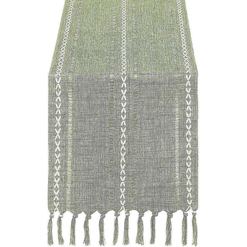 Rustic Linen Table Runner with Handmade Tassel, 72 Inches Long A