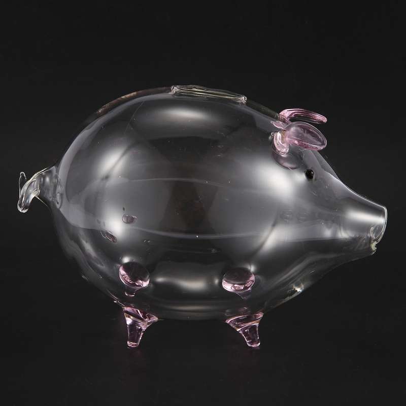 Pig Bank Money Boxes Coin Saving Box Transparent Glass Pink