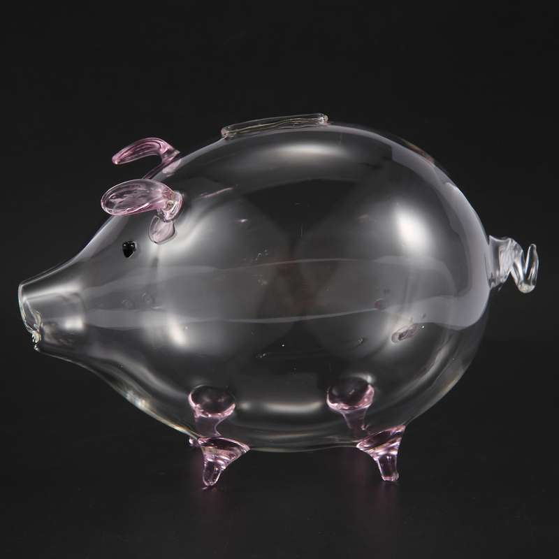 Pig Bank Money Boxes Coin Saving Box Transparent Glass Pink