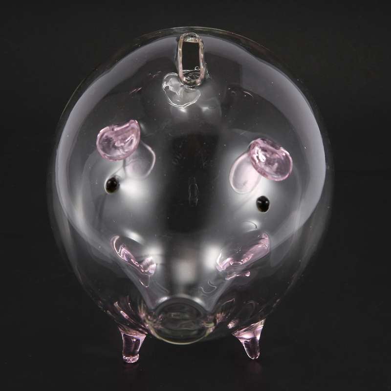 Pig Bank Money Boxes Coin Saving Box Transparent Glass Pink