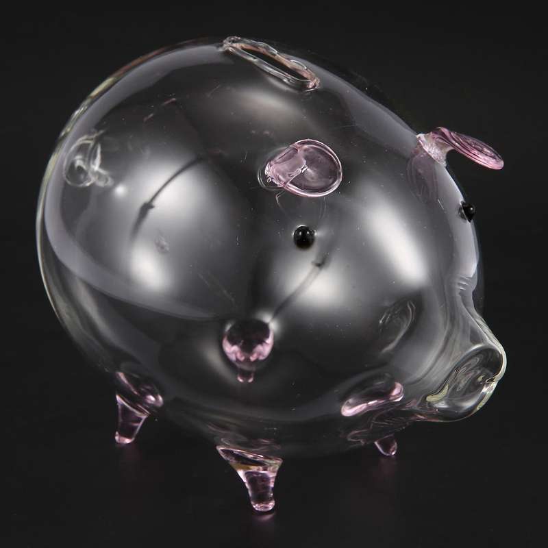 Pig Bank Money Boxes Coin Saving Box Transparent Glass Pink