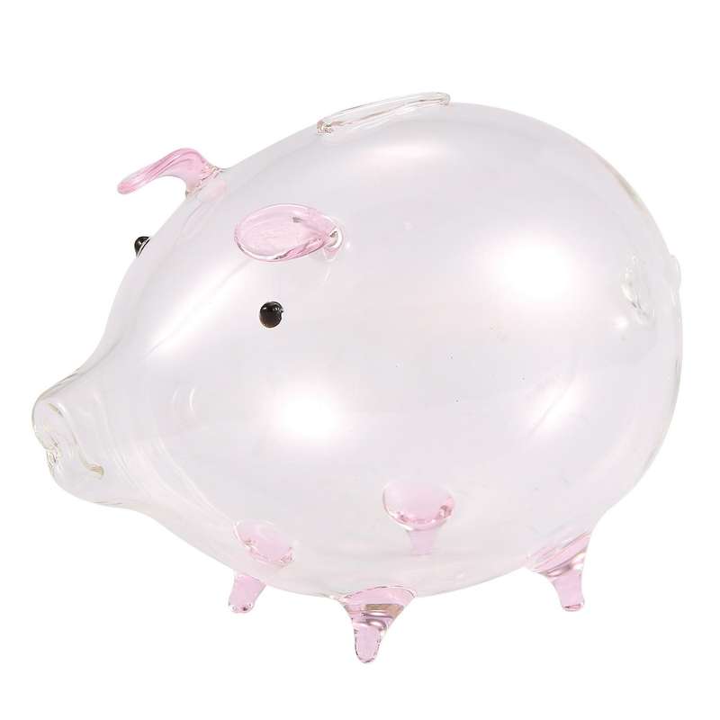 Pig Bank Money Boxes Coin Saving Box Transparent Glass Pink