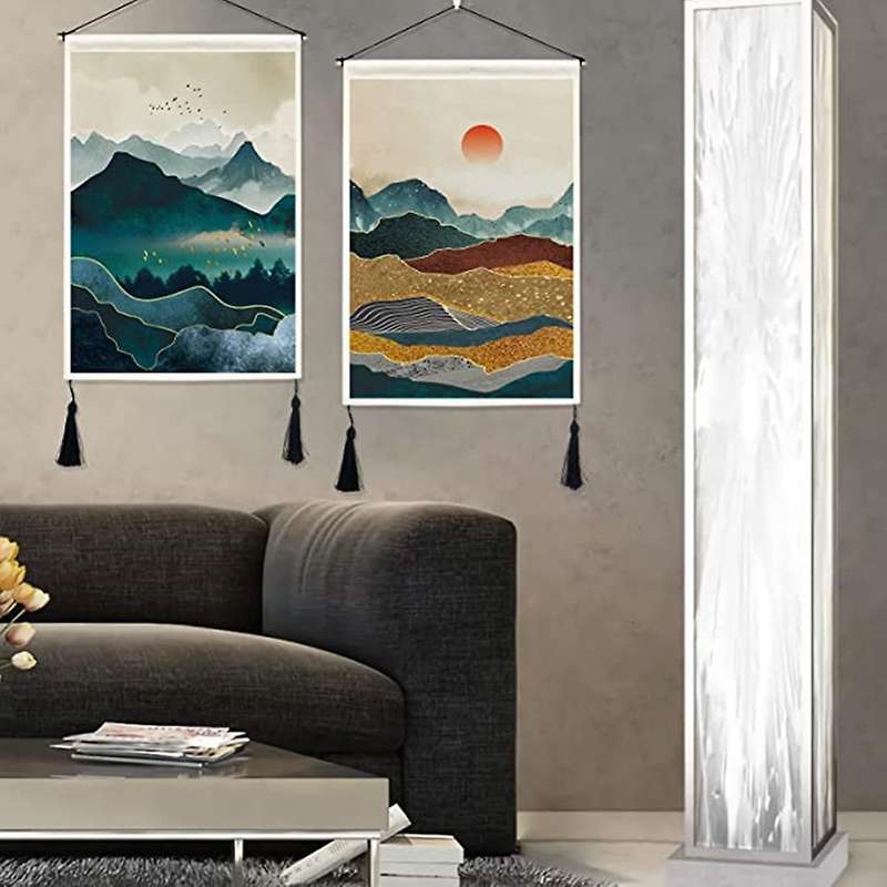 2 Pcs Mountain Tapestry with Tassels Misty Forest Tapestry Wall Art