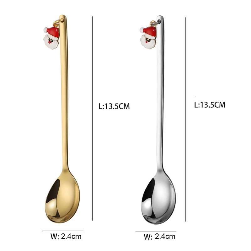 12x Stainless Steel Christmas Spoon Christmas Party Decoration Silver