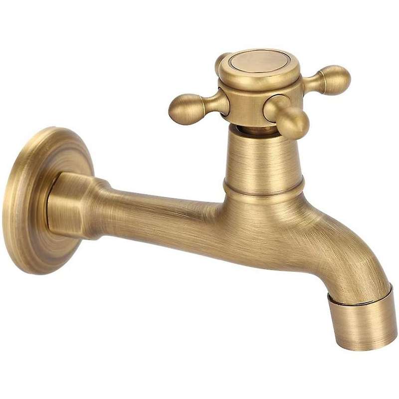 Water Faucet,wall Mounted Vintage Solid Brass Faucet Single Cold 1