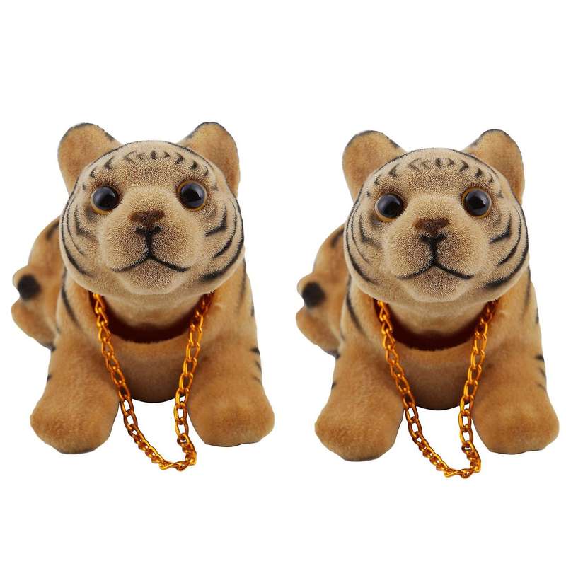 2x Car Bobbing Head Tiger Shape Nodding Dog Decor