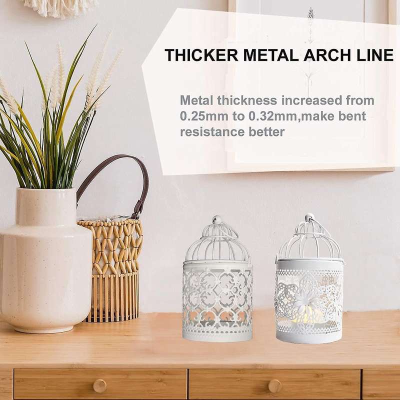 2 Pcs Birdcage Metal Vintage Lanterns Decorative for Table Party
