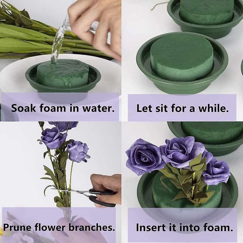 10 Pcs Diy Flower Arrangement Kit Green Round Wet Floral Foam