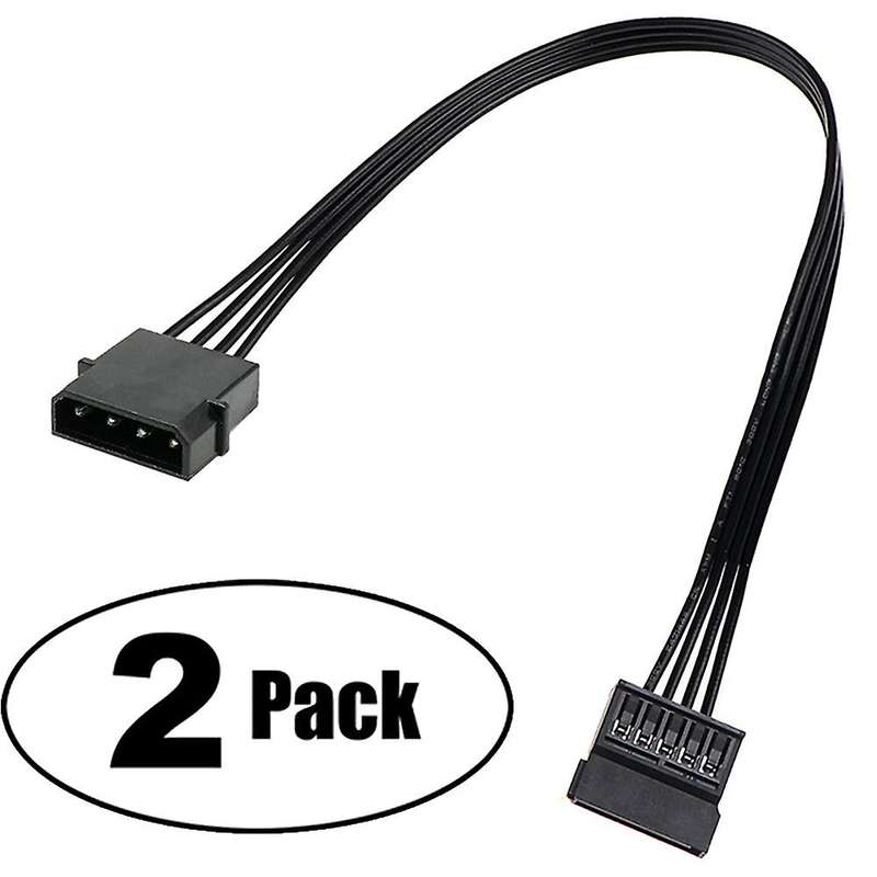Molex Ide 4 Pin Male to 15 Pin Female Sata Power Converter,2 Pack