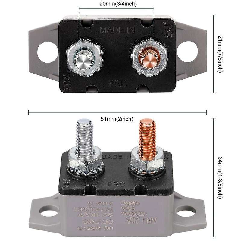 4pcs Dc 12v-24v Automatic Reset Circuit Breaker with Cover Stud Bolt