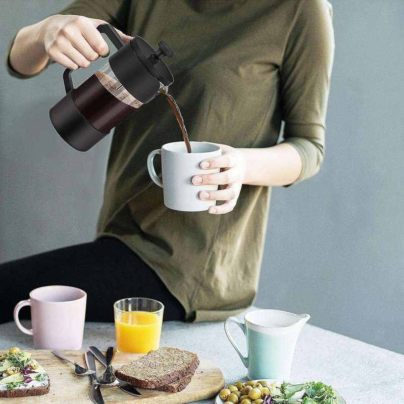 French Coffee & Tea Maker 12oz, Glass Coffee Press Rust-free,black