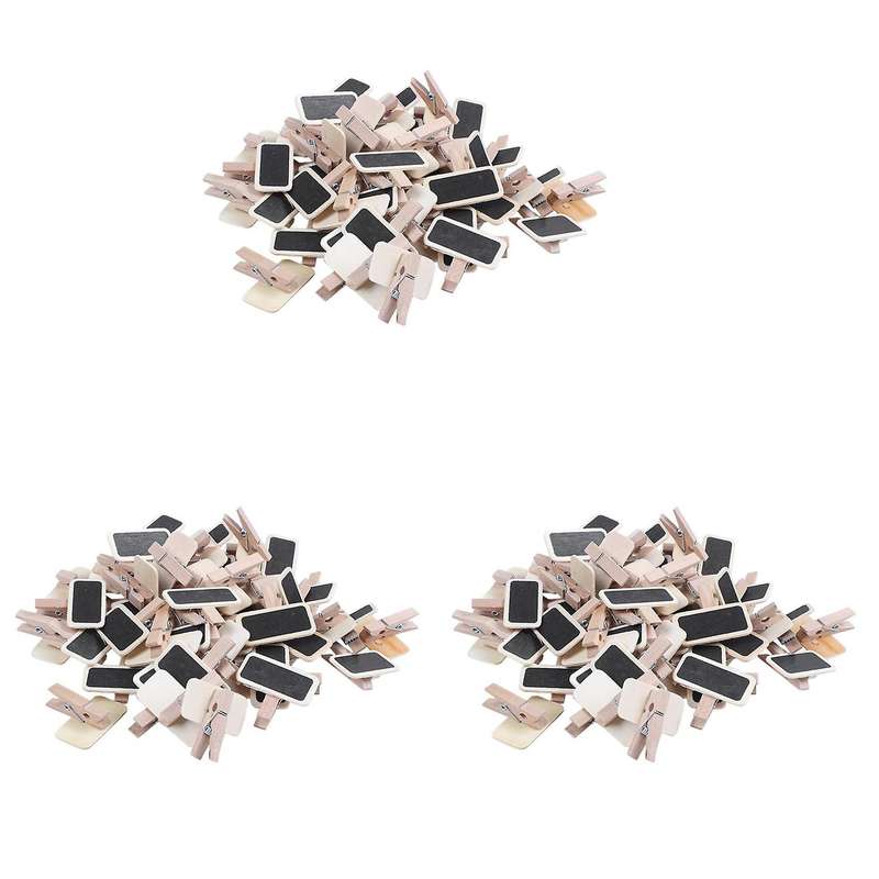 150 Mini Tableau Noir Bois Message Rectangle Ardoise Clip Carte