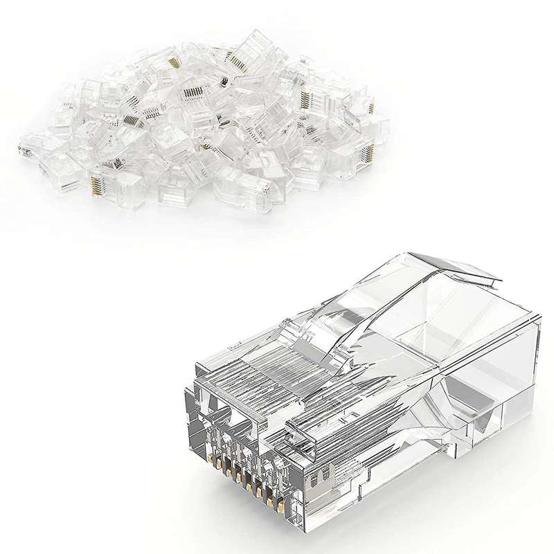 Cat6 Rj45 Connector 100 Pack,cat6 Rj45 Ends 8p8c for Cat5 Cat5e Cat6