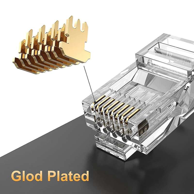 Cat6 Rj45 Connector 100 Pack,cat6 Rj45 Ends 8p8c for Cat5 Cat5e Cat6