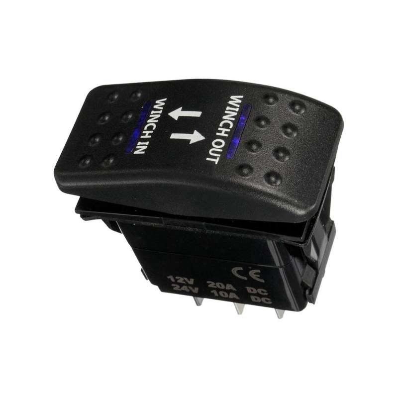 3x 12v 20a Winch In Winch Out On-off-on Rocker Switch 7 Pin Led Blue