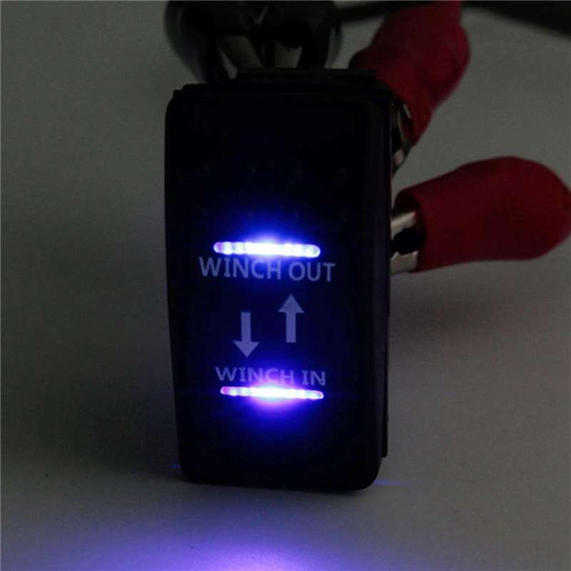 3x 12v 20a Winch In Winch Out On-off-on Rocker Switch 7 Pin Led Blue