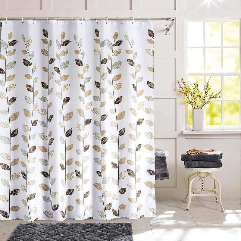Shower Curtain for Bathroom with 12 Hooks, Polyester Fabric-180x180cm