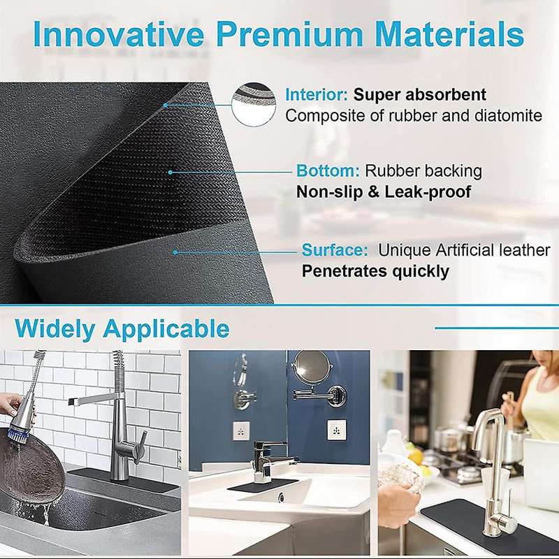 Water Splash Guard for Sink Faucet, 15inch Ternal Sink Mat- 3pack