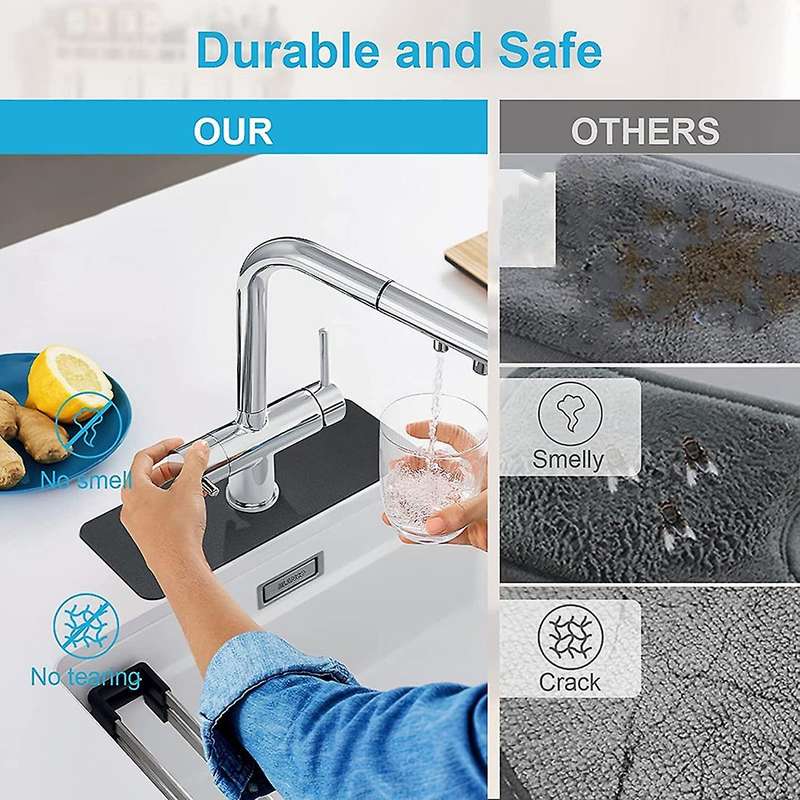 Water Splash Guard for Sink Faucet, 15inch Ternal Sink Mat- 3pack