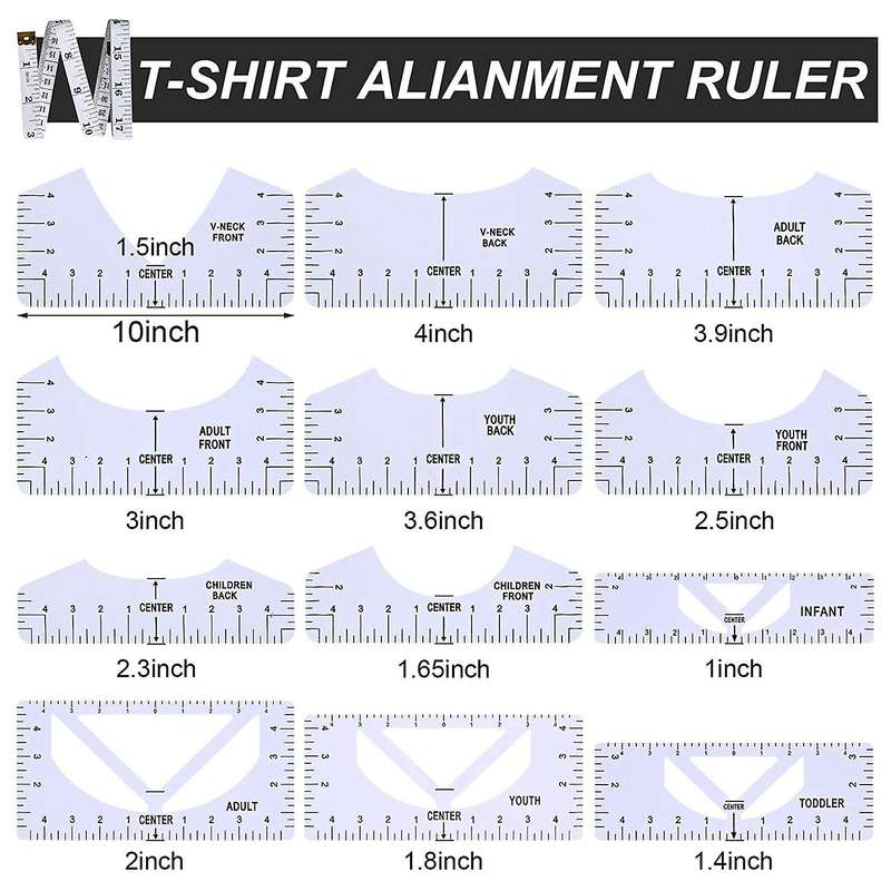 13 Pieces T-shirt Ruler Guide Set,t-shirt Ruler Tool,diy Printing