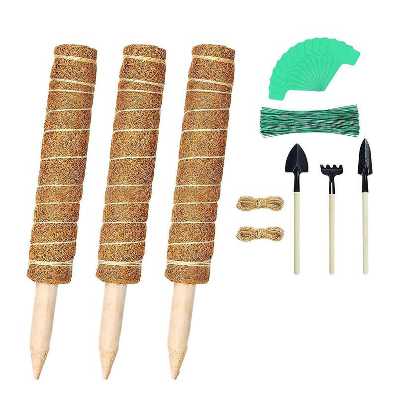 Moss Poles Set - 3pcs Coir Totem Pole for Potted Climbing Plants