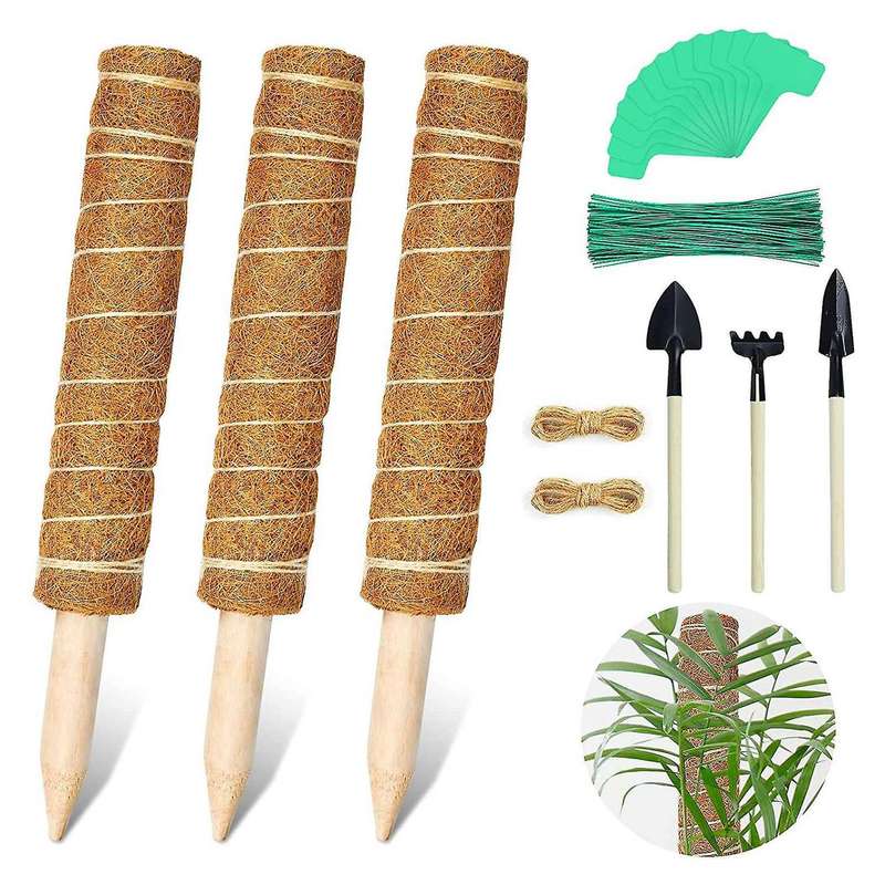 Moss Poles Set - 3pcs Coir Totem Pole for Potted Climbing Plants