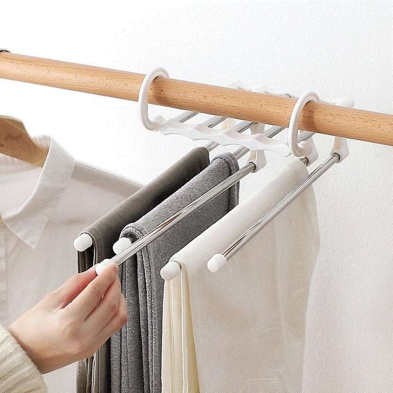 Pants Hangers 5 Layers Multi Functional Pants Rack for Pants (2pcs)-b