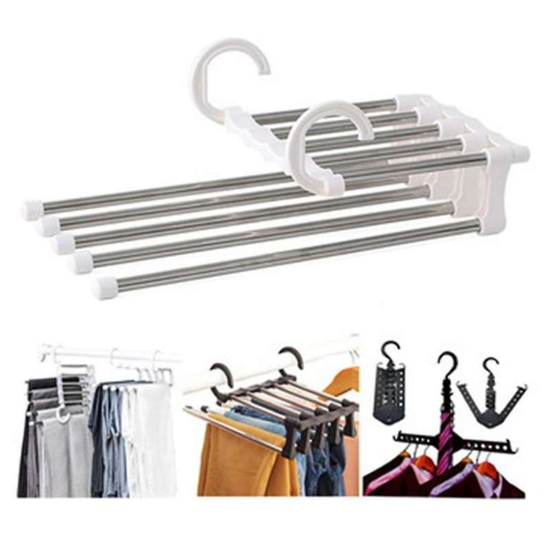 Pants Hangers 5 Layers Multi Functional Pants Rack for Pants (2pcs)-b