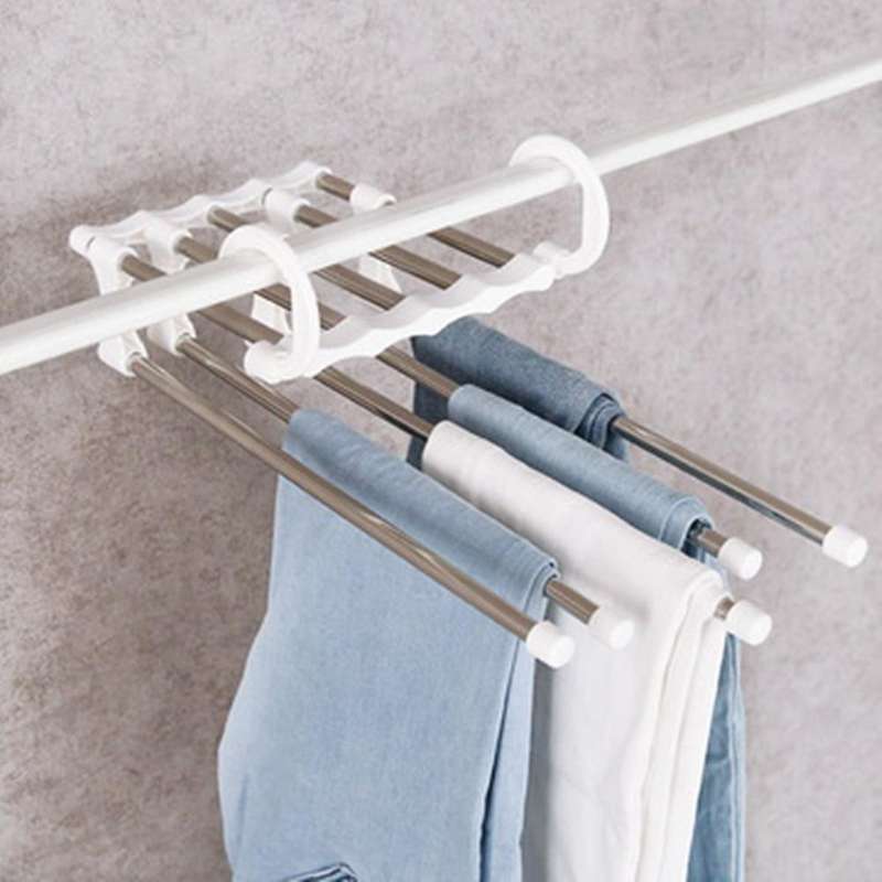 Pants Hangers 5 Layers Multi Functional Pants Rack for Pants (2pcs)-b
