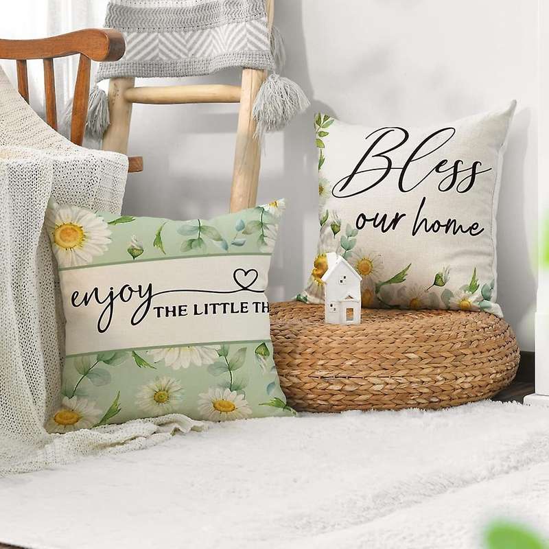 Farmhouse Throw Pillows Home Spring Decorations Cushion Case