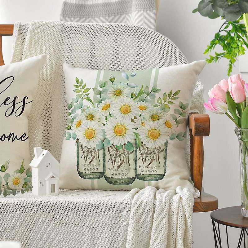 Farmhouse Throw Pillows Home Spring Decorations Cushion Case