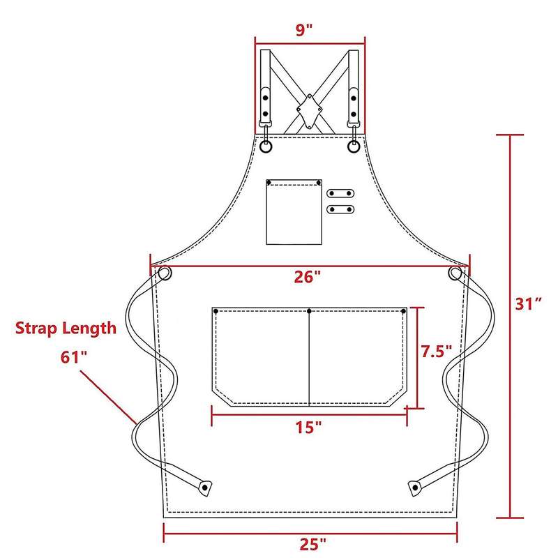 For Men, Canvas Cross Back Aprons with Pockets,m to Xxl (brown)