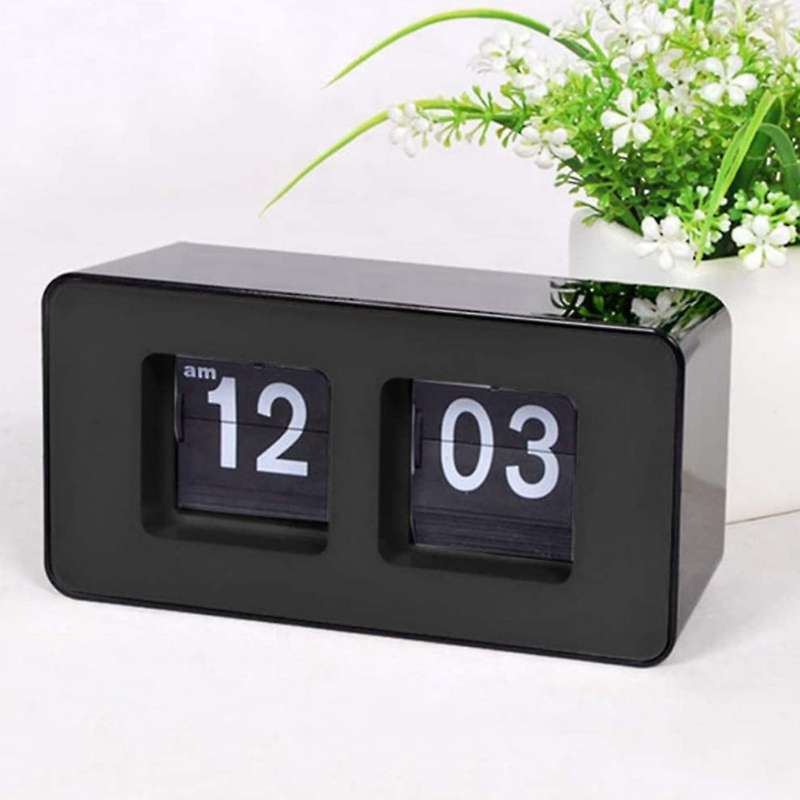Automatic Flip Clock,digital Page Down for Family Bedroom(black,1pcs)