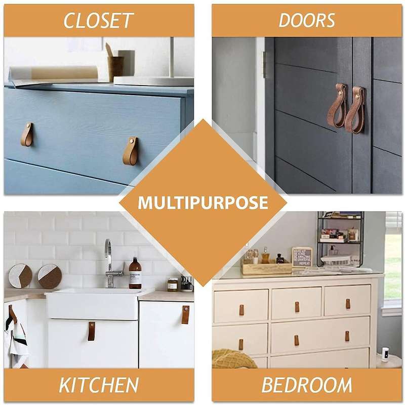 Leather Drawer Pulls 8 Pcs Knobs Pure Leather Handles for Drawers