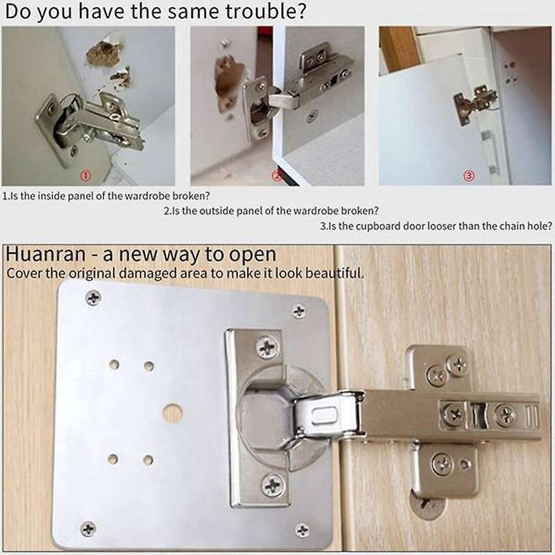 Hinge Repair Plate Kit with Hole for Cabinet, for Cupboard Furniture