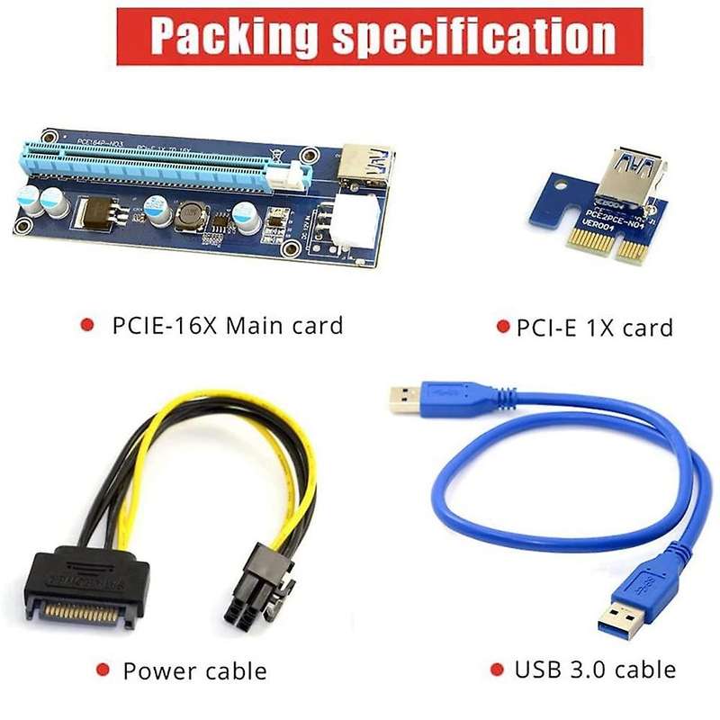 2pcs Pci-e 1x to 16x Mining Machine Enhanced Extender Riser