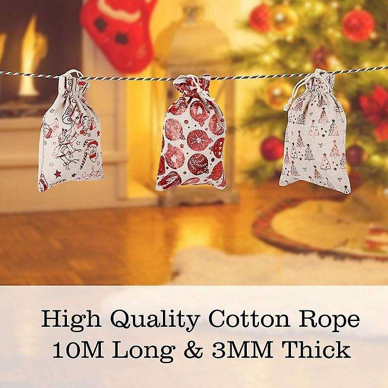 24pcs Jute Bag Candy Storage Pouch Diy Christmas Advent Calendar Bag