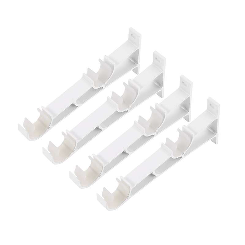 Double Curtain Rod Holders Set, Tap Right Into Window Frame White